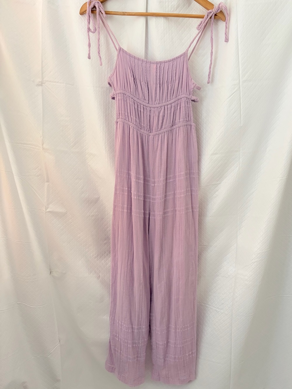 Urban Outfitters Lavender Tie-Shoulder Wide-Leg Jumpsuit